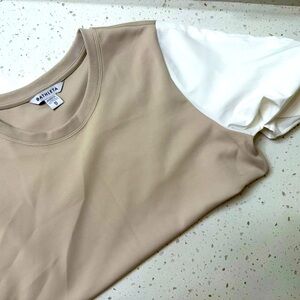 Athleta Tan and White Blouse